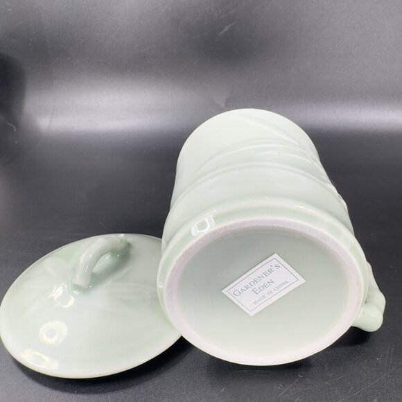 Gardener's Eden Coffee Mug Cup Light Green Embossed Bamboo Celadon Green Set2 - Picture 6 of 14